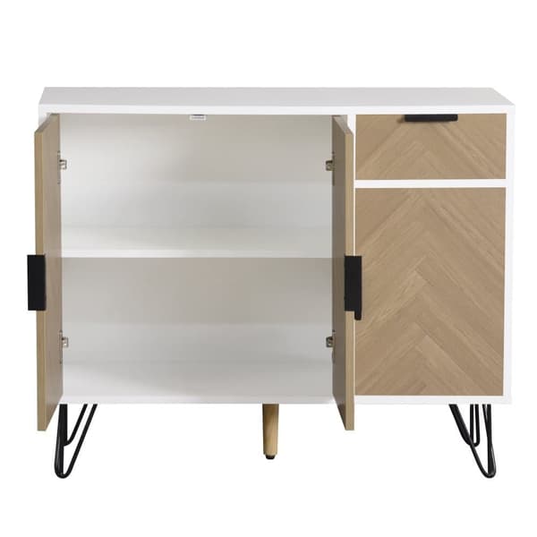 Låg skänk - 3 dörrar och 1 låda - MDF - Natur