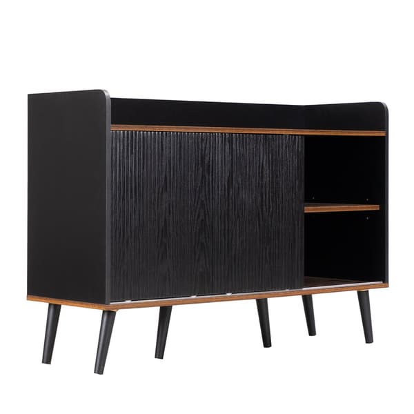 Låg skänk med 3 lådor och 2 dörrar - modern stil - svart och natur