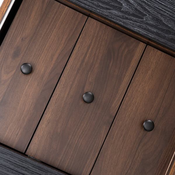 Låg skänk med 3 lådor och 2 dörrar - modern stil - svart och natur