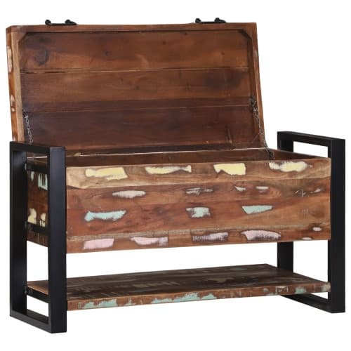 Förvaringslåda Mångfärgad 80x35x45 cm Massivt Återvunnet Trä