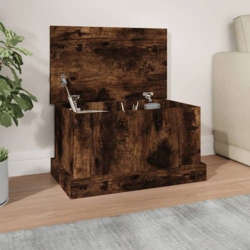 Förvaringslåda rökfärgad ek 50x30x28 cm konstruerat trä