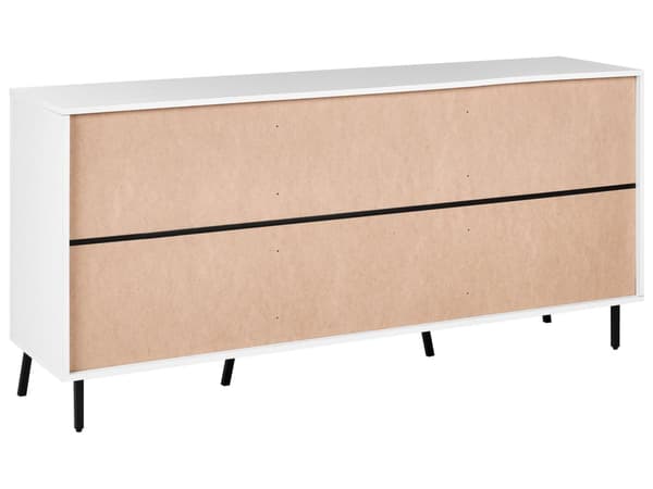 Skjenk Hvit Treverk 3 skuffer Metallben Industrielt Design Moderne Stil