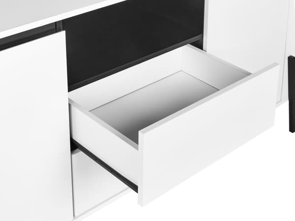 Skjenk Hvit Treverk 3 skuffer Metallben Industrielt Design Moderne Stil