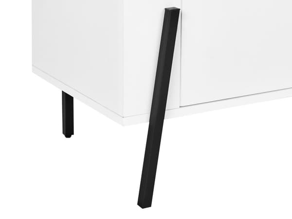 Skjenk Hvit Treverk 3 skuffer Metallben Industrielt Design Moderne Stil
