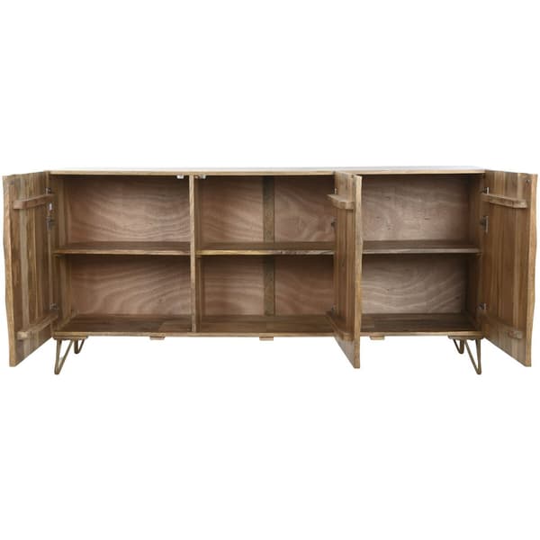 Skænk Home ESPRIT Gylden Natur Metal Mangotræ 160 x 45 x 75 cm