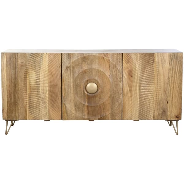 Skænk Home ESPRIT Gylden Natur Metal Mangotræ 160 x 45 x 75 cm