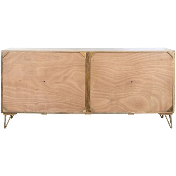 Skænk Home ESPRIT Gylden Natur Metal Mangotræ 160 x 45 x 75 cm
