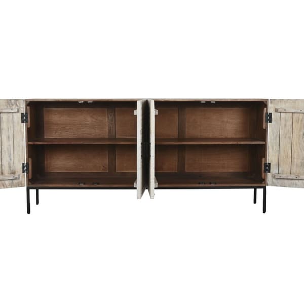 Skænk Home ESPRIT Hvid Metal Mangotræ 180 x 40 x 85 cm