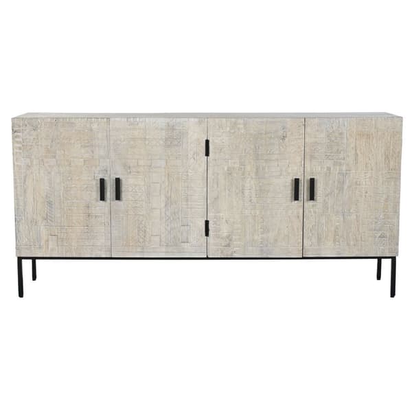 Skænk Home ESPRIT Hvid Metal Mangotræ 180 x 40 x 85 cm