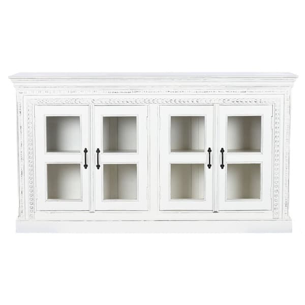 Sidebord Home ESPRIT Hvit Krystall Treverk av mangotre 180 x 40 x 100 cm