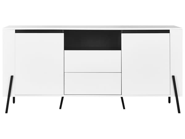 Skænk Hvid Sorte Ben 2 Skabe 3 Skuffer Metalben Industrielt Moderne Design