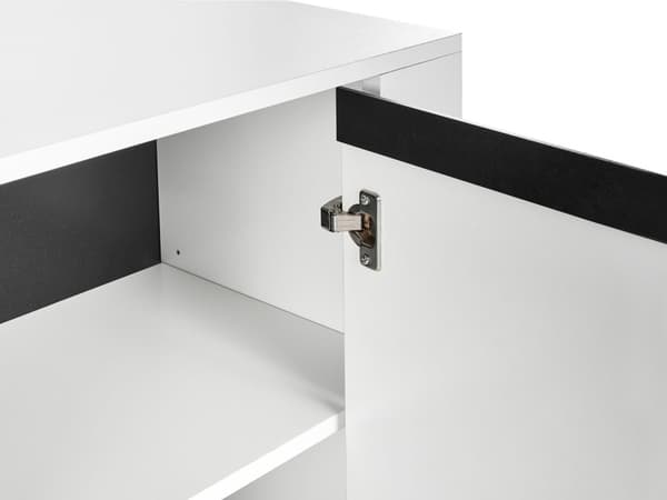 Skænk Hvid Sorte Ben 2 Skabe 3 Skuffer Metalben Industrielt Moderne Design