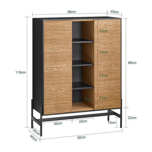Sidebord, HFSB04-SCH, 92x40x119 cm, Sort