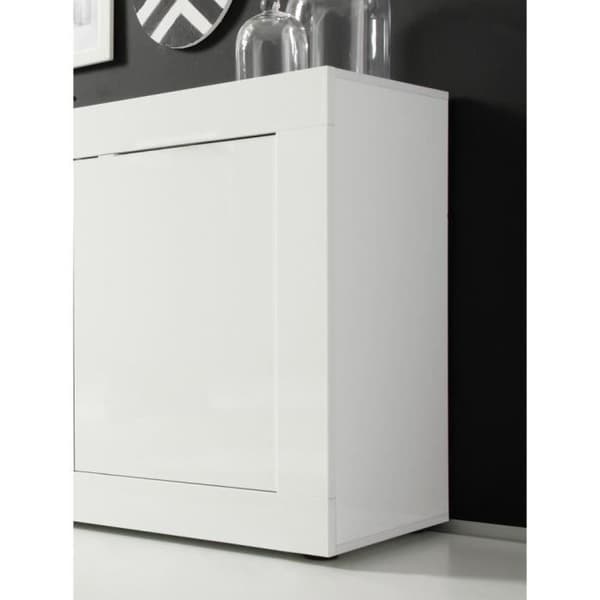 BASICO skänk - Blanklackad vit dekor - 3 Dörrar - L160 x D42 x H85,8 cm