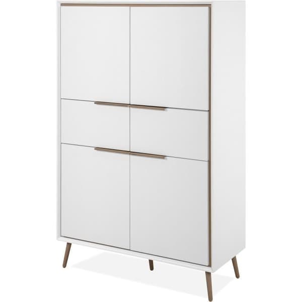 Hög skänk - ARONA 53B - Vit / Hantverksek - 4 dörrar, 2 lådor - 175 x 90 x 38 cm