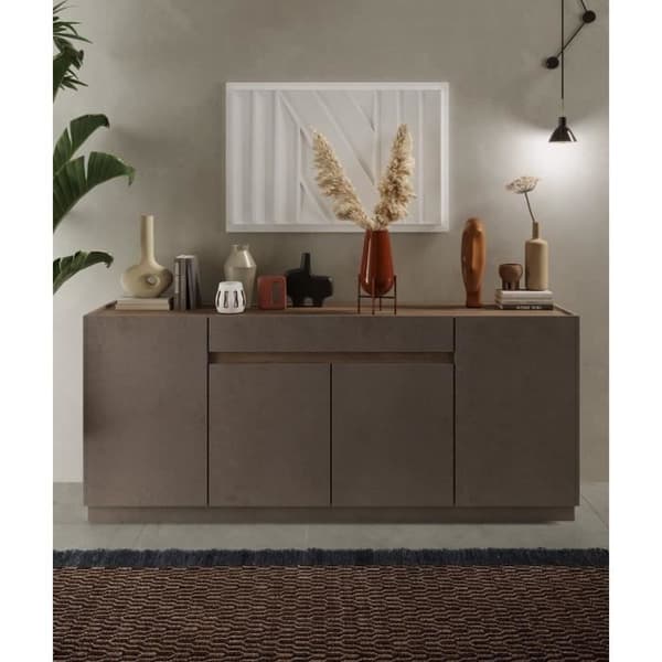 FIRENZE hög skänk - Brons och Mercury Oak - 4 dörrar + 1 låda - Modern/designstil
