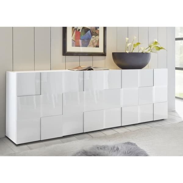 Buffé - MILANO - 4 dörrar - Högglans vit - 241 x 42 x 84 cm
