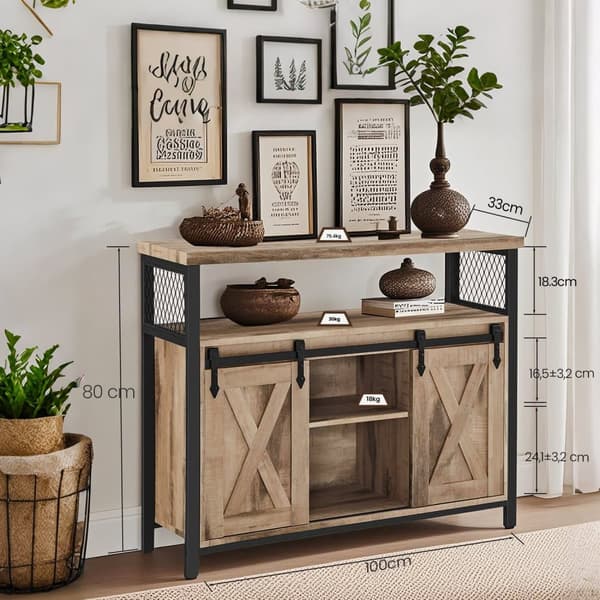 Sideboard, 33x100x80 cm, Kamelbrun-Svart Bläck