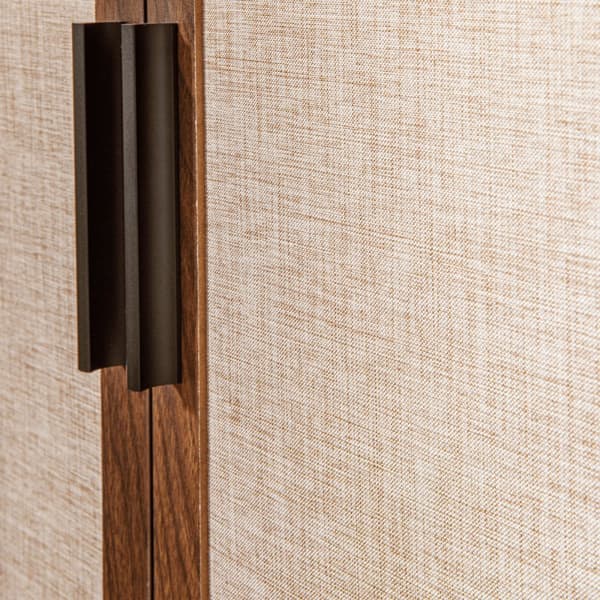 Buffet 2 portes décor noyer avec façades en tissu  L80 cm - JETSON