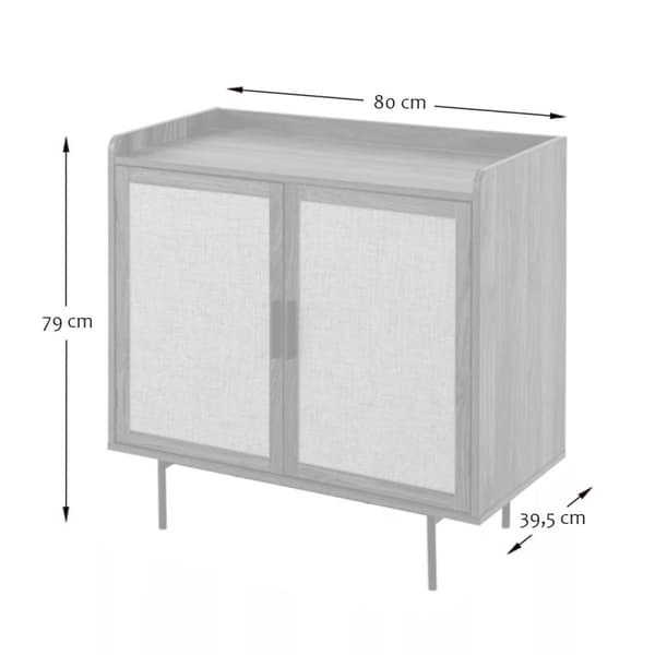 Buffet 2 portes décor noyer avec façades en tissu  L80 cm - JETSON