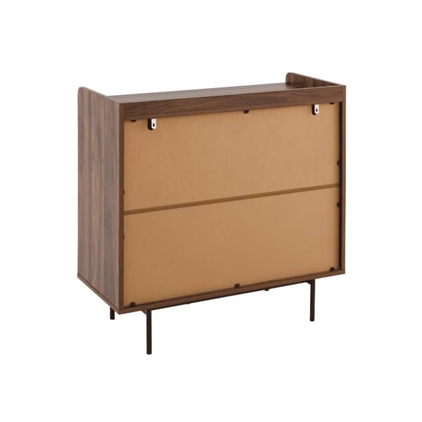 Buffet 2 portes décor noyer avec façades en tissu L80 cm - JETSON