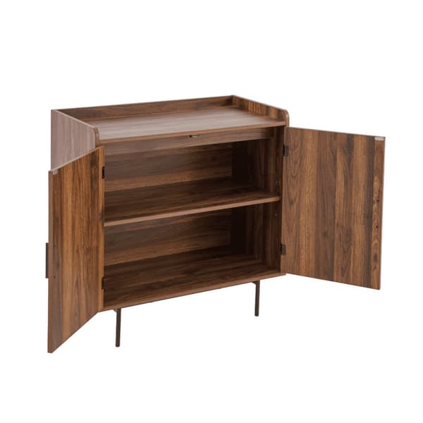Buffet 2 portes décor noyer avec façades en tissu  L80 cm - JETSON