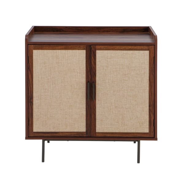 Buffet 2 portes décor noyer avec façades en tissu  L80 cm - JETSON