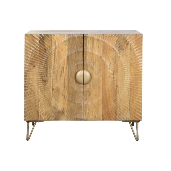 Sidebord Home ESPRIT Gyllen Naturell Metall Treverk av mangotre 81 x 45 x 75 cm