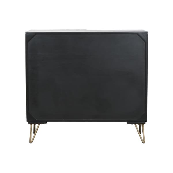 Sivupöytä Home ESPRIT Musta Kullattu Metalli Mangopuu 81 x 45 x 75 cm