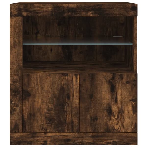 Skänk med LED-belysning rökfärgad ek 60,5x37x67 cm