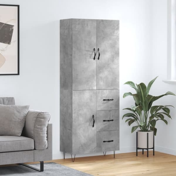 Högskåp betonggrå 69,5x34x180 cm konstruerat trä