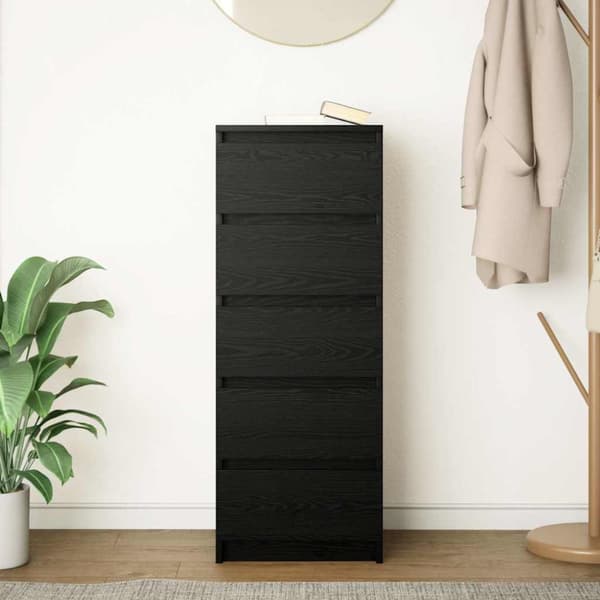 Skänk med lådor svart ek 37,5x35x99 cm konstruerat trä