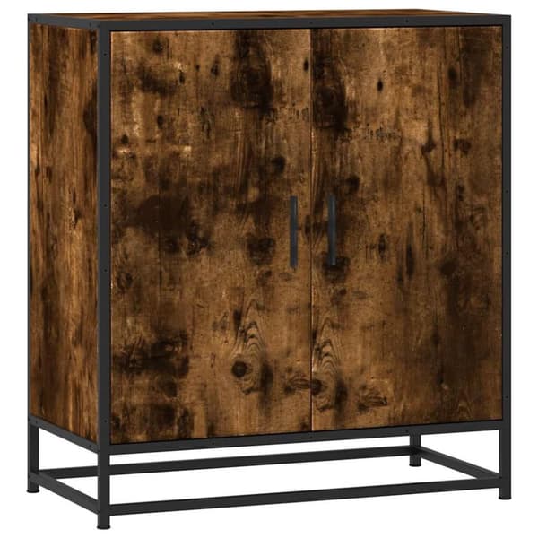 Skänk rökfärgad ek 68x35x76 cm konstruerat trä och metall