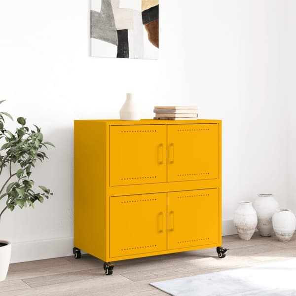 Skänk senapsgul 68x39x72 cm stål