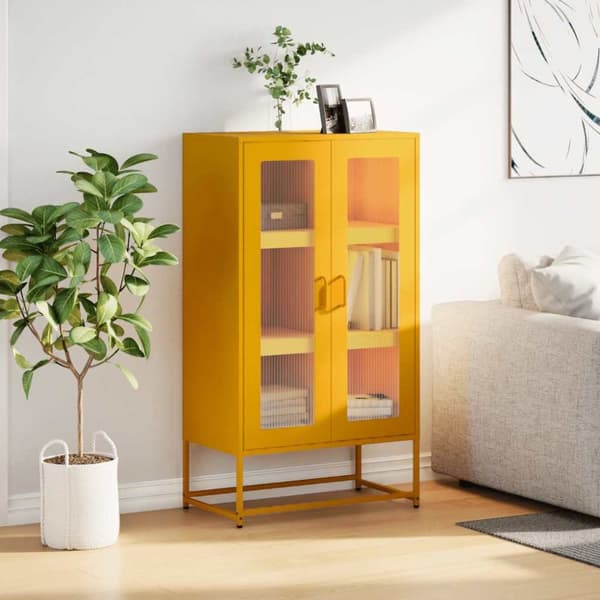 Hög stol senapsgul 68x39x123 cm stål