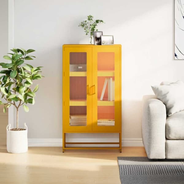 Hög stol senapsgul 68x39x123 cm stål