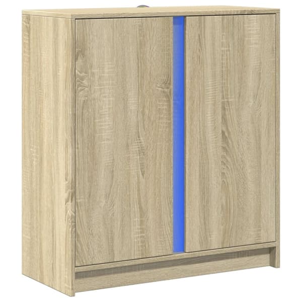 Skänk med LED sonoma-ek 77x34x85 cm konstruerat trä