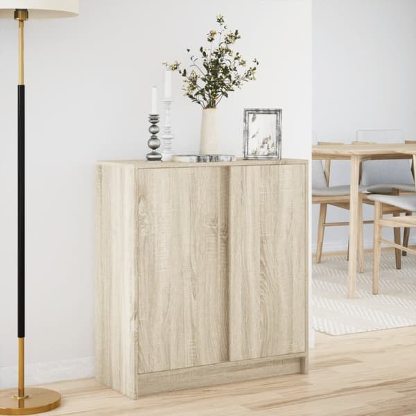 Skänk med LED sonoma-ek 77x34x85 cm konstruerat trä