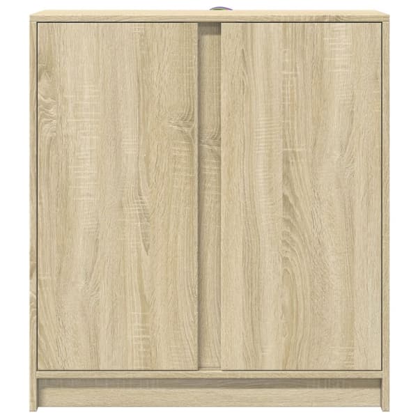 Skänk med LED sonoma-ek 77x34x85 cm konstruerat trä