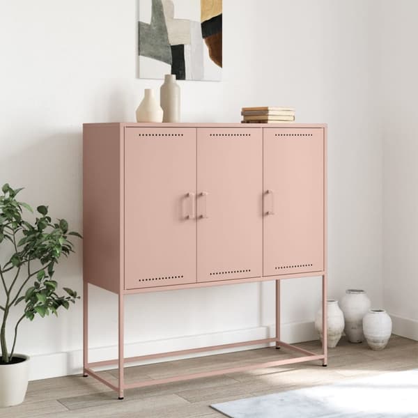 Högskåp rosa 100,5x39x107 cm stål