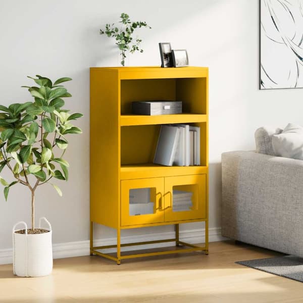 Hög stol senapsgul 68x39x123 cm stål