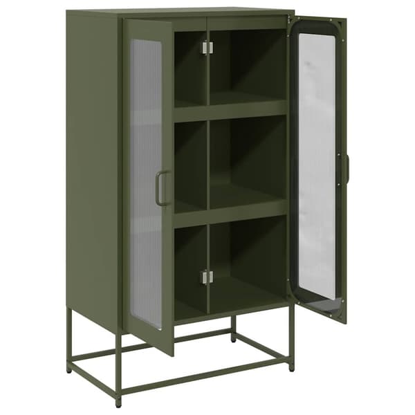 Highboard olivgrön 68x39x123 cm stål