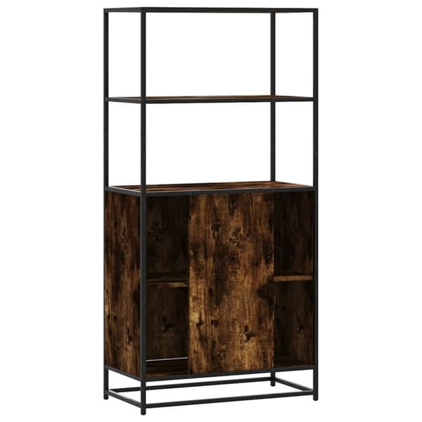 Högskåp rökfärgad ek 68x35x139 cm konstruerat trä och metall