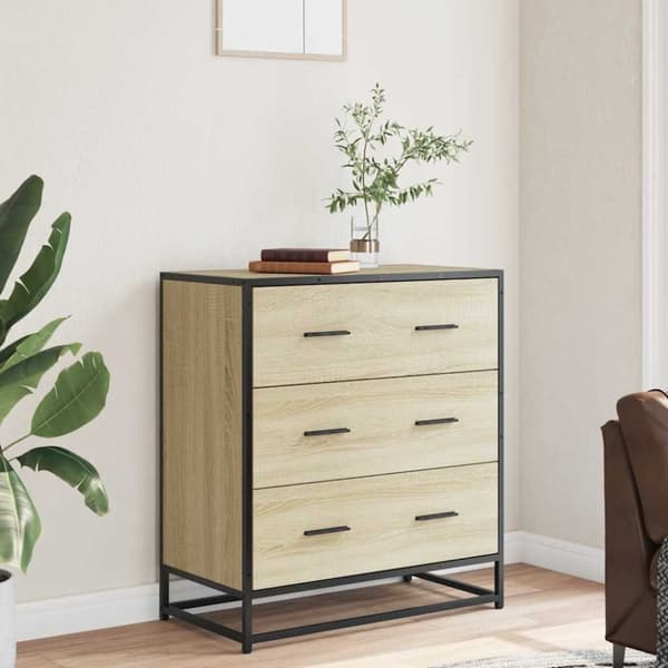Skänk sonoma-ek 68x35x76 cm konstruerat trä och metall