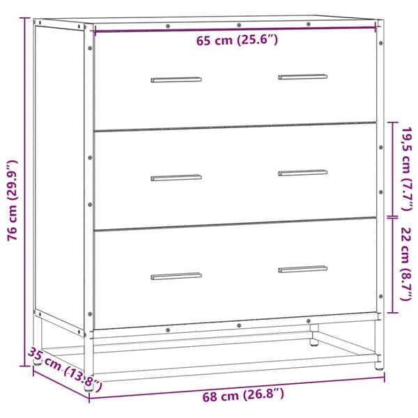 Skänk sonoma-ek 68x35x76 cm konstruerat trä och metall