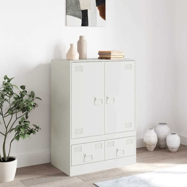Högskåp vit 67x39x95 cm stål