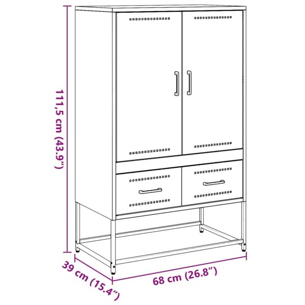 Högskåp rosa 68x39x111,5 cm stål