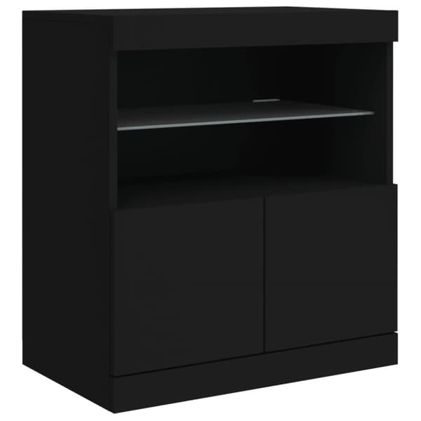 Skänk med LED-belysning svart 60x37x67 cm