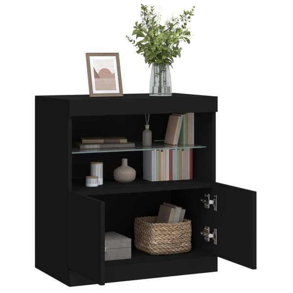 Skänk med LED-belysning svart 60x37x67 cm