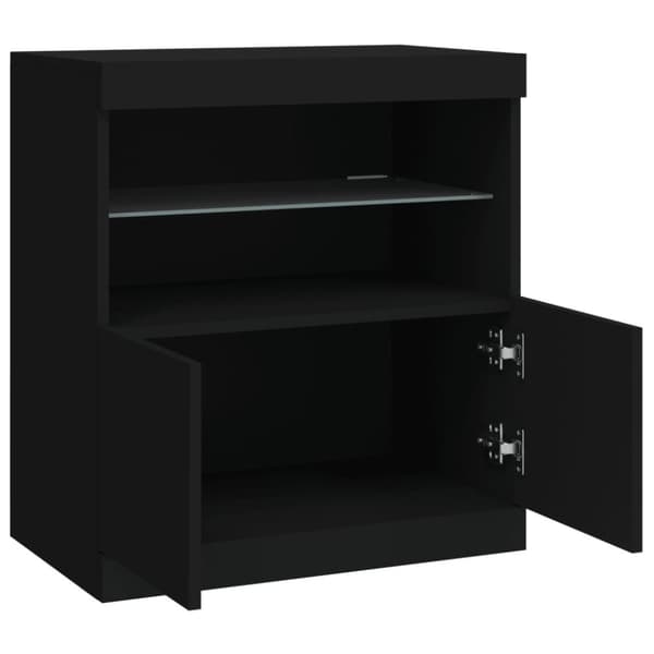 Skänk med LED-belysning svart 60x37x67 cm